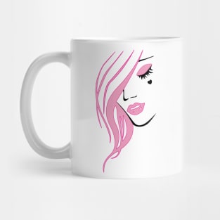 EGirl silhouette pink with closed eyes Mug